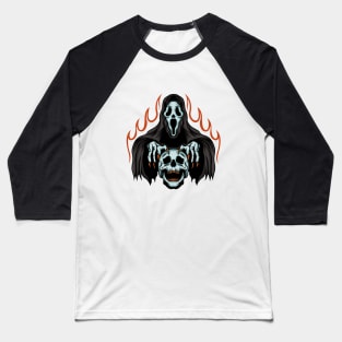 Masked Skeleton Necromancer Baseball T-Shirt